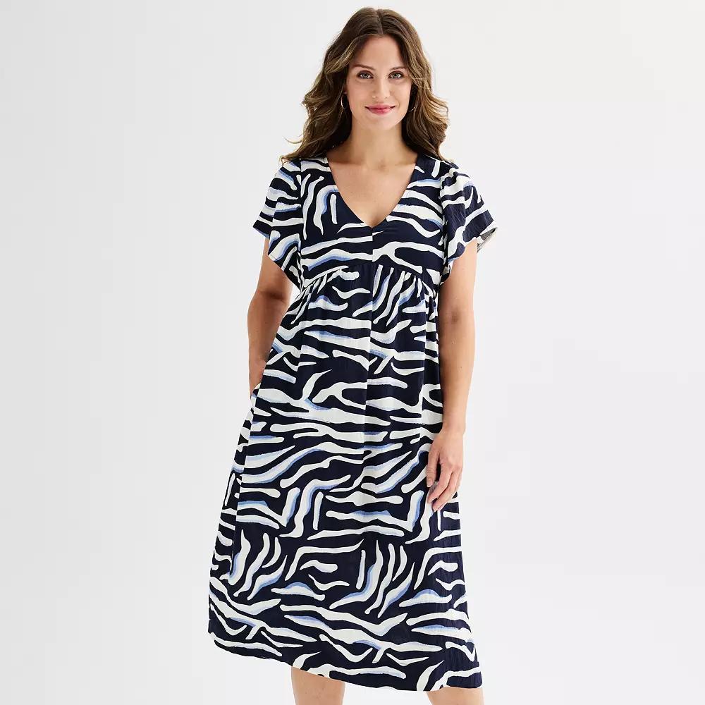 Women's Ellen Tracy V-Neck Flutter Sleeve Maxi Dress, Size: XS, Abstract Print Product Image