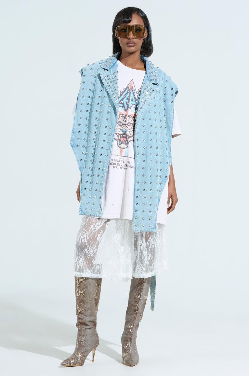 PRESLEY EMBELLISHED DENIM VEST Product Image