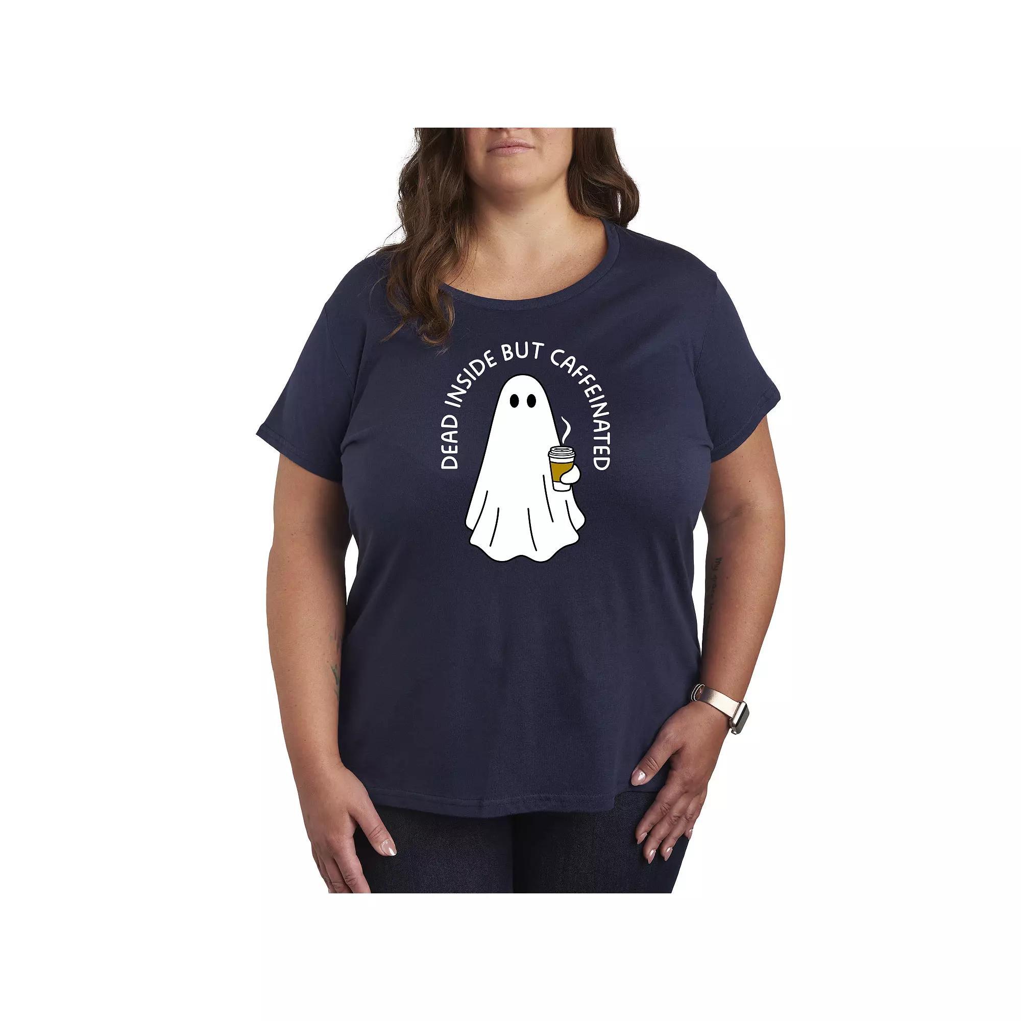 Plus Size Caffeinated Ghost Graphic Tee, Womens Blue Product Image