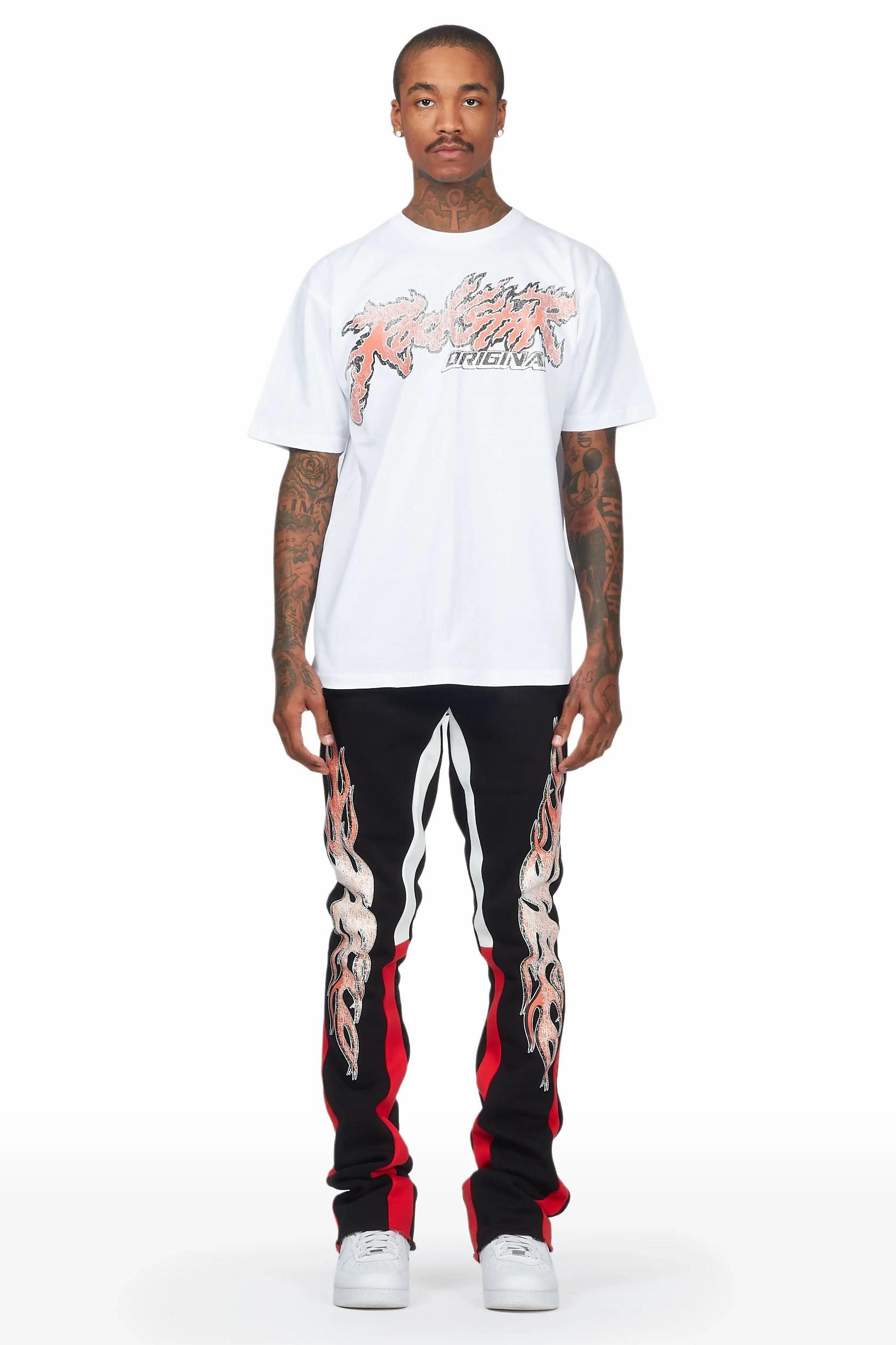 Yash White/Black T-Shirt Stacked Flare Track Set Male Product Image