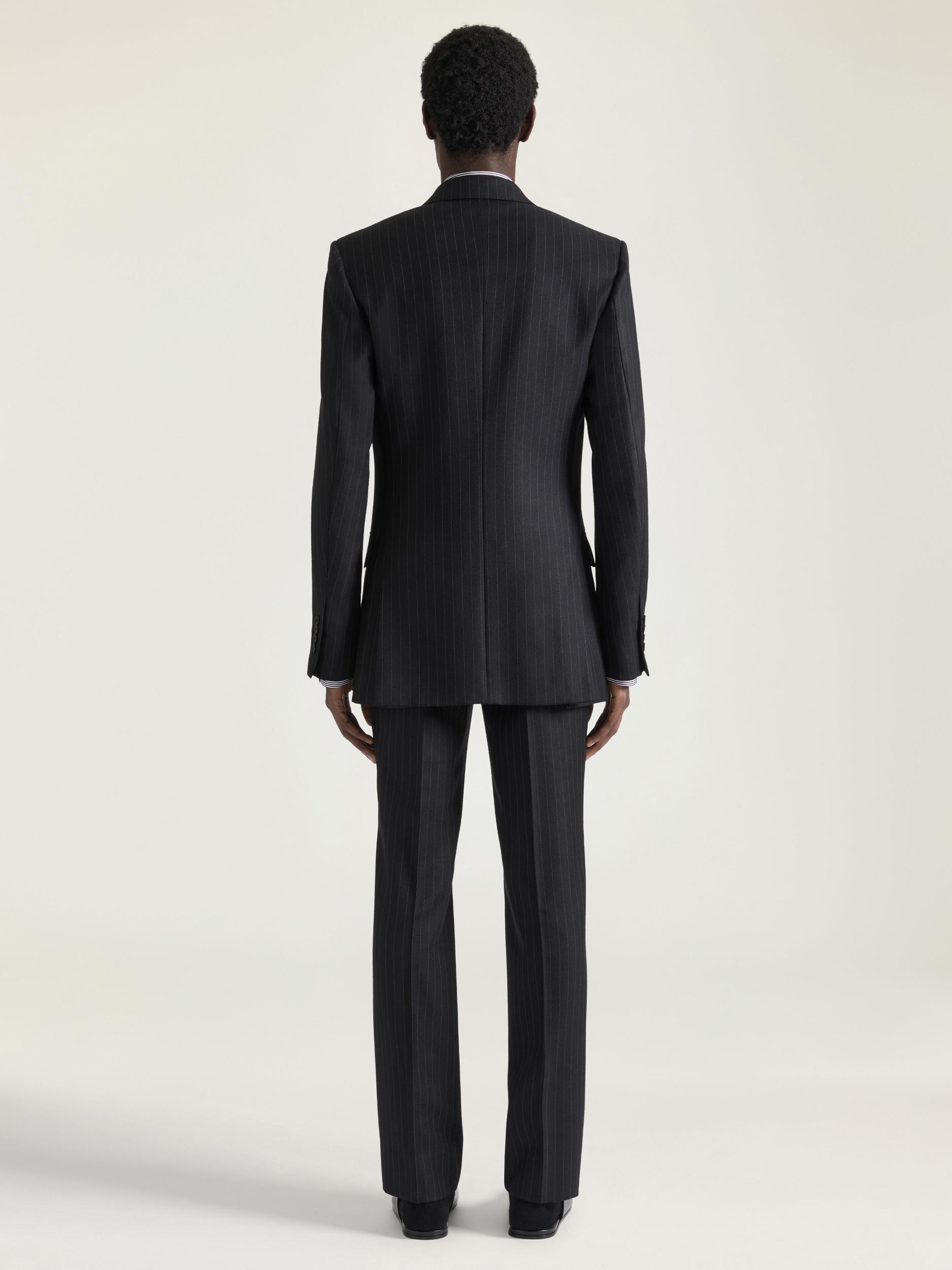 Straight leg tailored trousers in striped wool Product Image