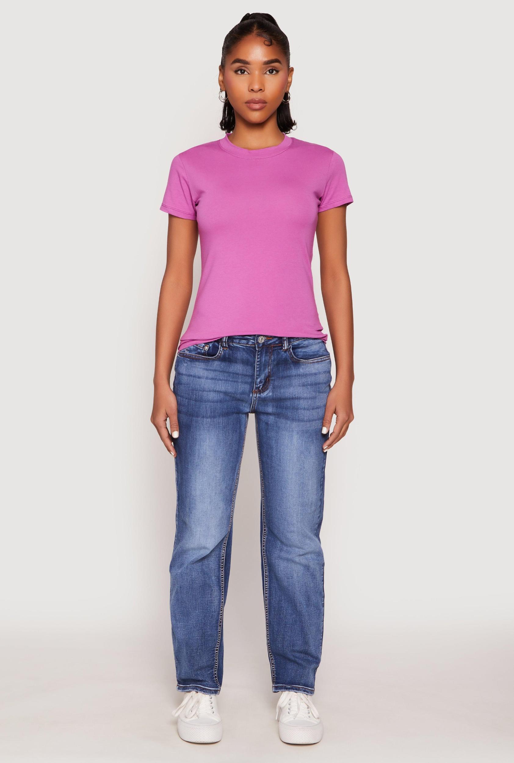 Womens High Neck Short Sleeve Tee Product Image