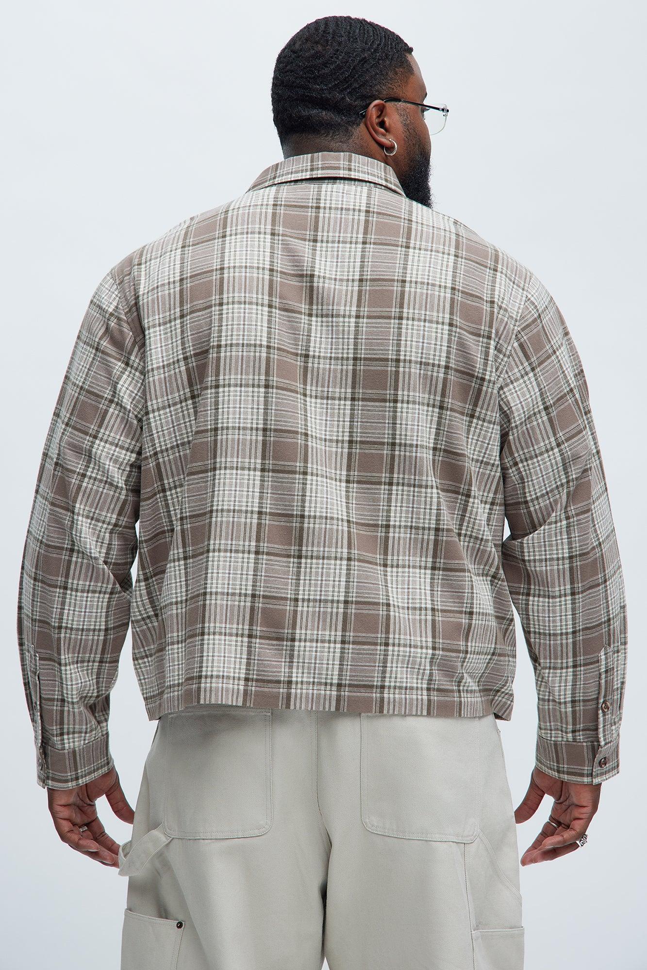 Delano Cropped Plaid Shirt - Taupe/combo Product Image