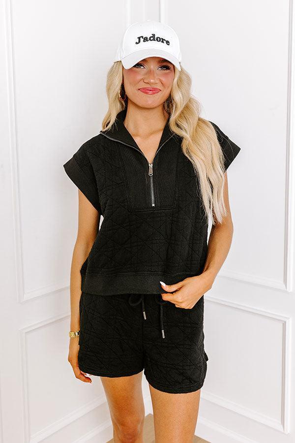 Oh So Chic Quilted Top in Black Product Image