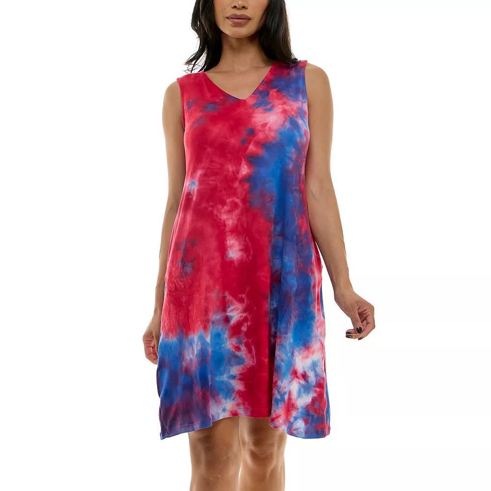 Womens Nina Leonard Reversible Trapeze Mini Dress Deep Red Team Product Image