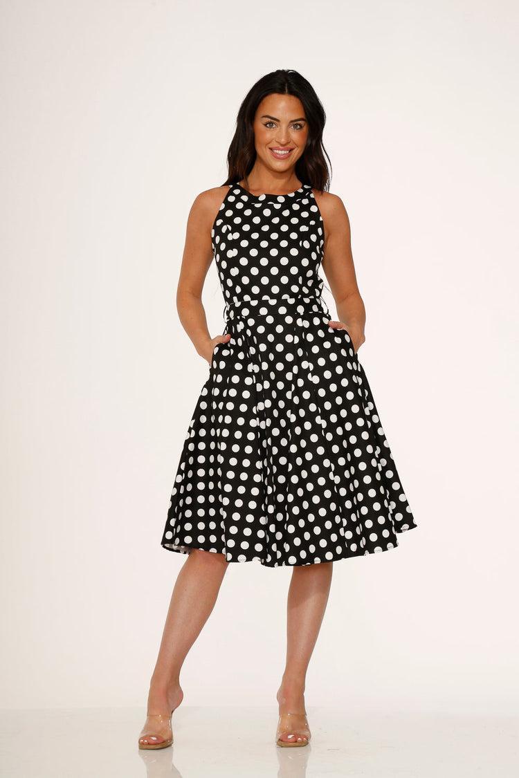 Black & White Polka Dot Swing Dress Product Image