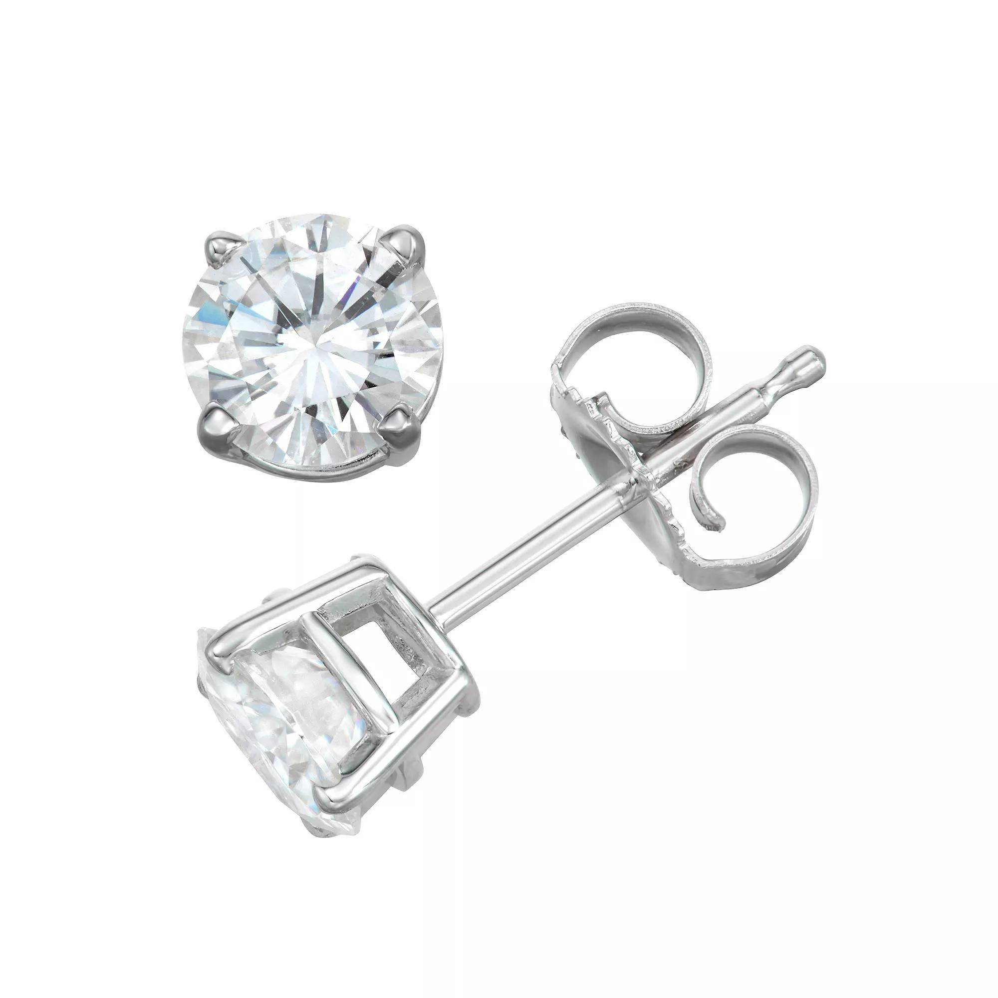 Charles & Colvard 14k Gold 2 Carat T.W. Lab-Created Moissanite Solitaire Stud Earrings, Womens, White Product Image