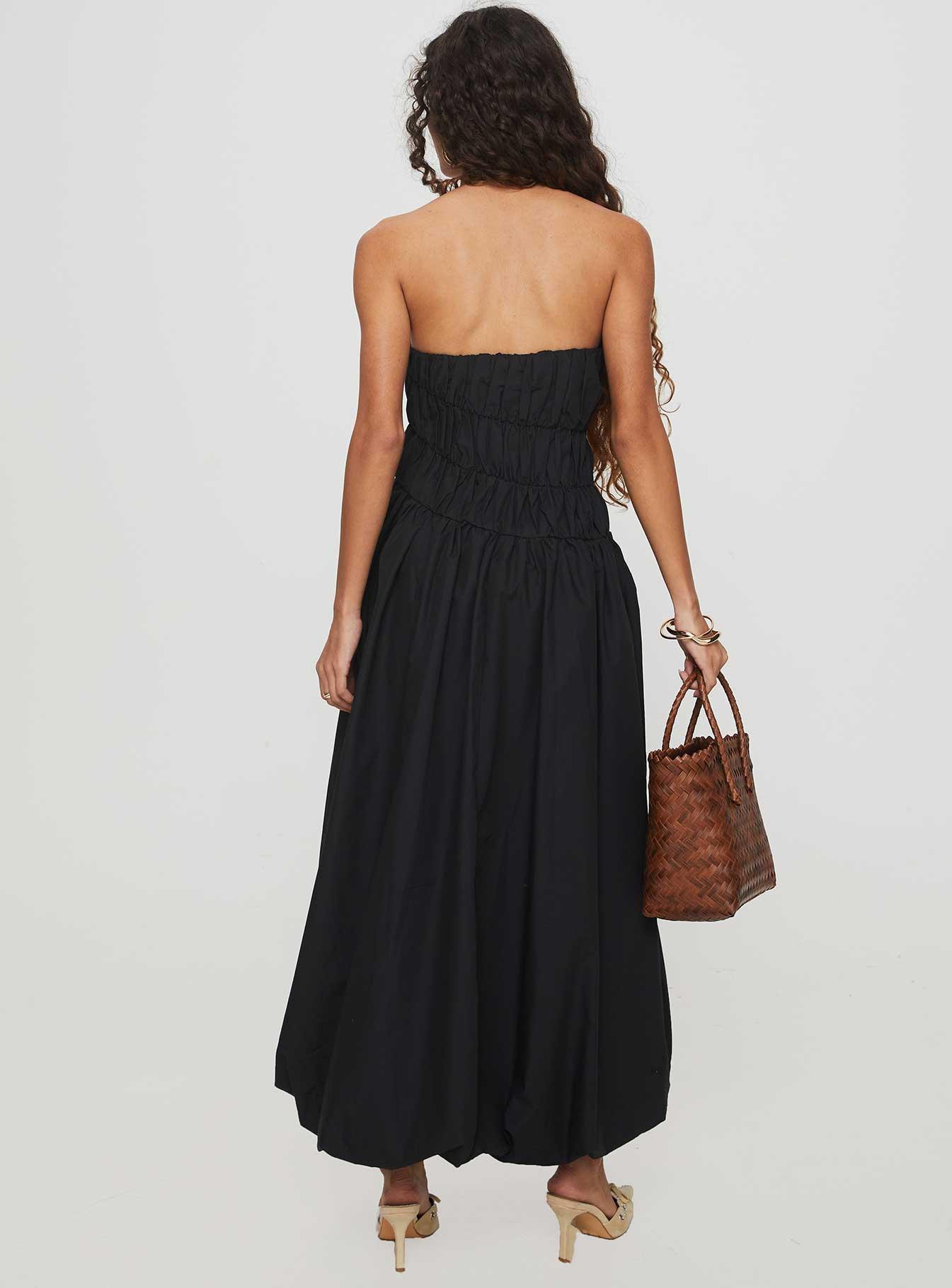 Brydie Bubble Hem Midi Dress Black Product Image