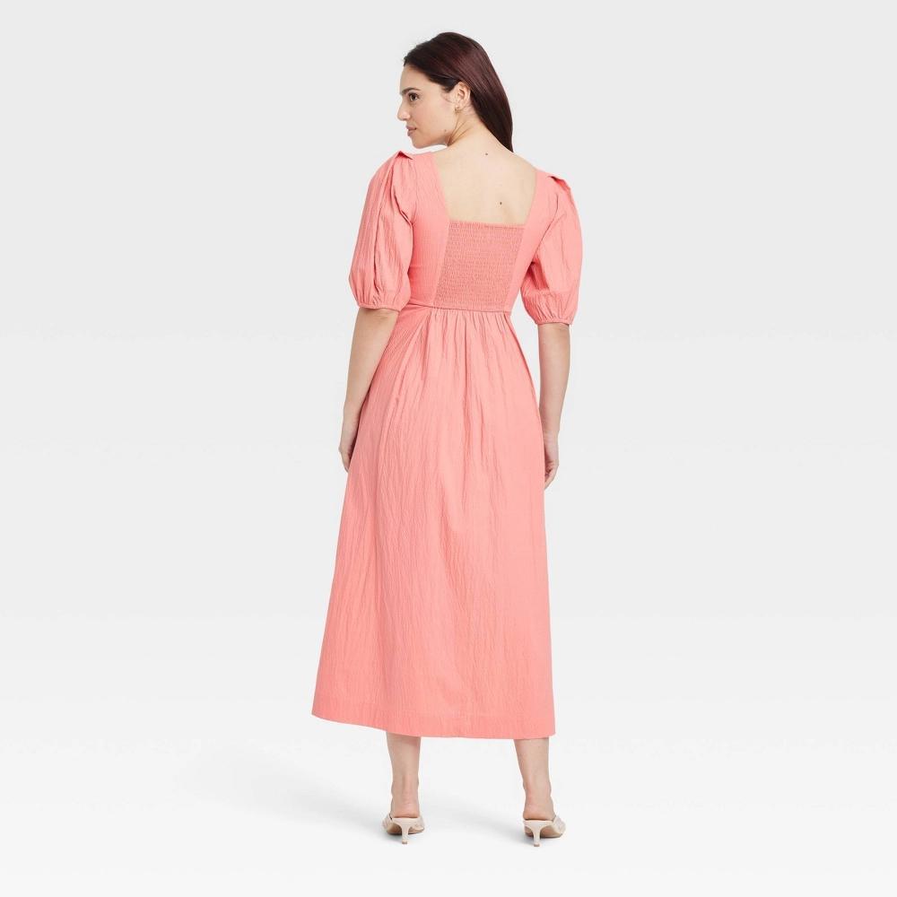 Womens Short Sleeve Midi Dress - A New Day Coral Product Image