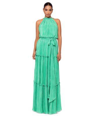 Betsy & Adam Womens Pleated Halter Gown Product Image