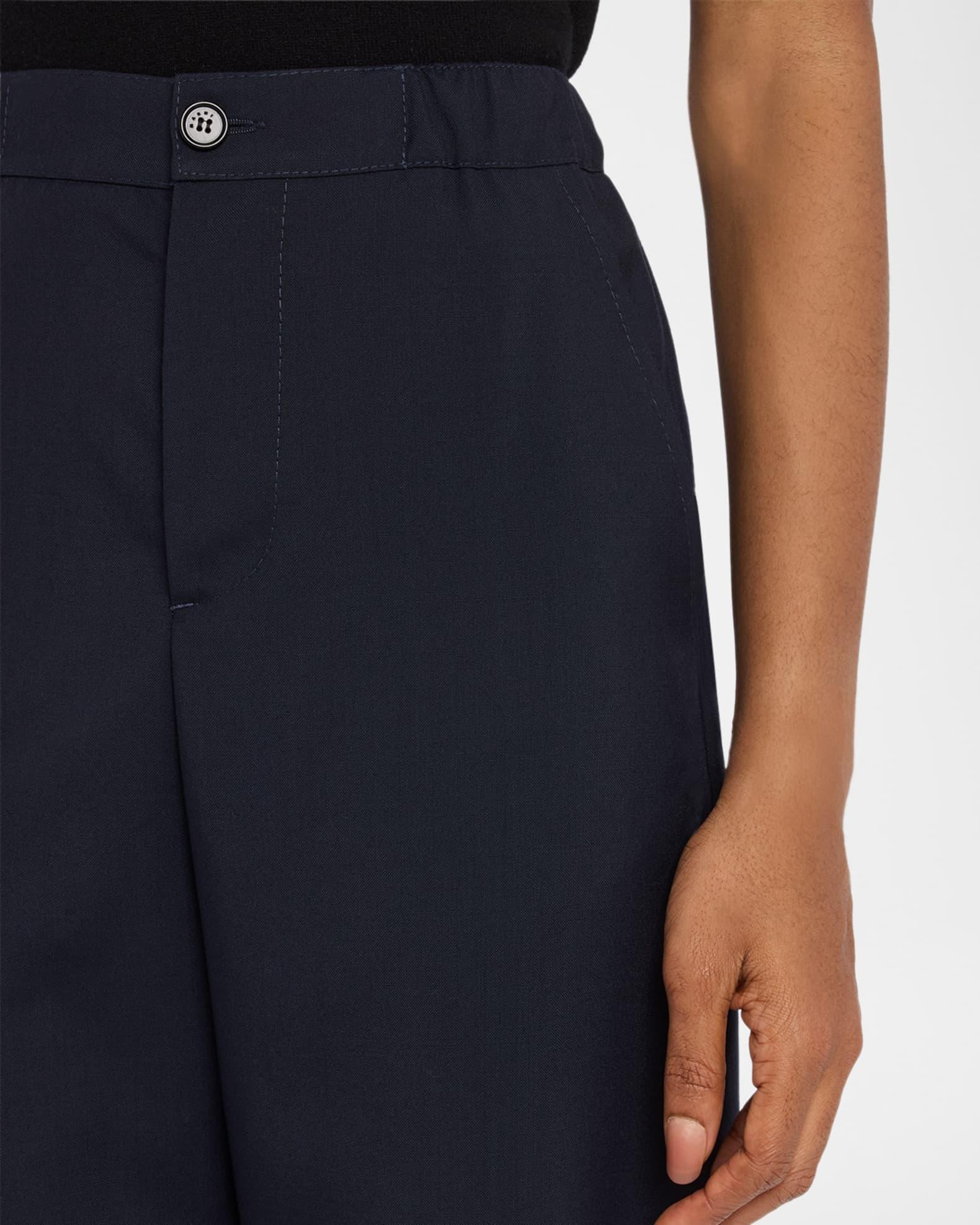 Elastic Waistband Straight-Leg Trousers Product Image