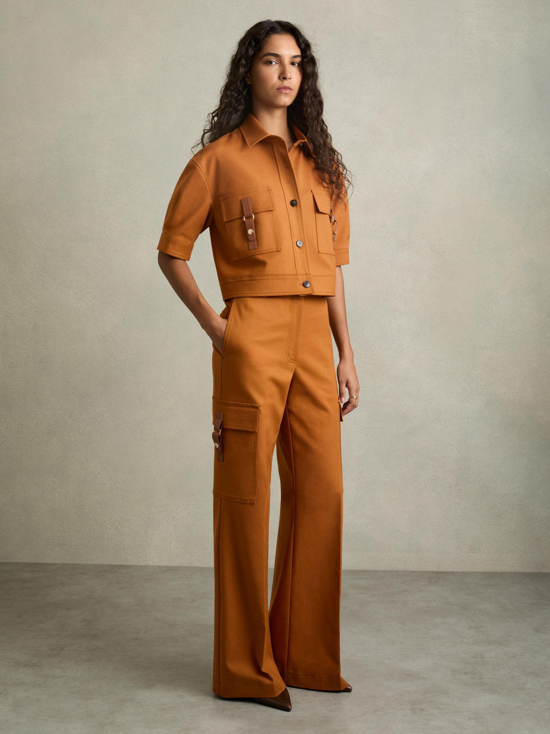 Button-Through Cropped Cargo Top in Rust Product Image