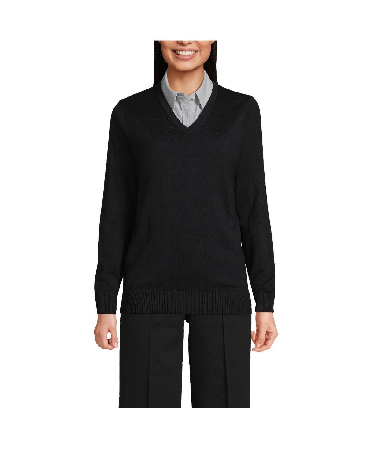 Lands End Mens School Uniform Unisex Cotton Modal Vneck Pullover Sweater Product Image