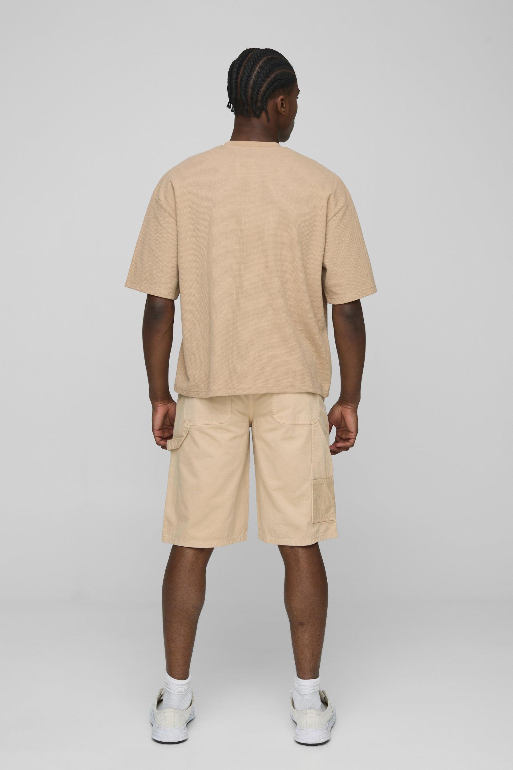 Oversized Boxy Waffle Varsity Printed T-Shirt | boohooMAN USA Product Image