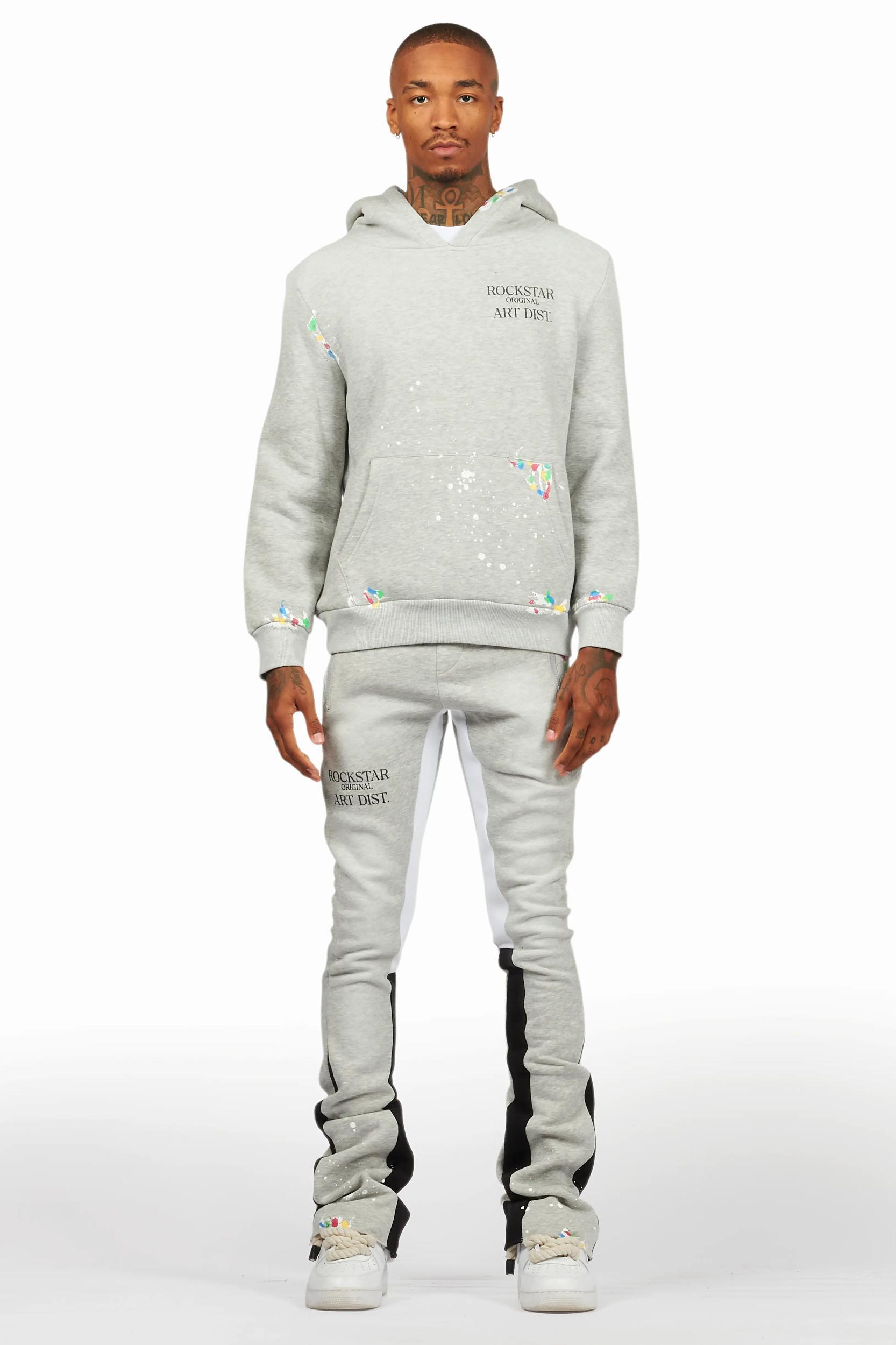 Rockstar Art Dist. Heather Grey Hoodie/Stacked Flare Set Male Product Image