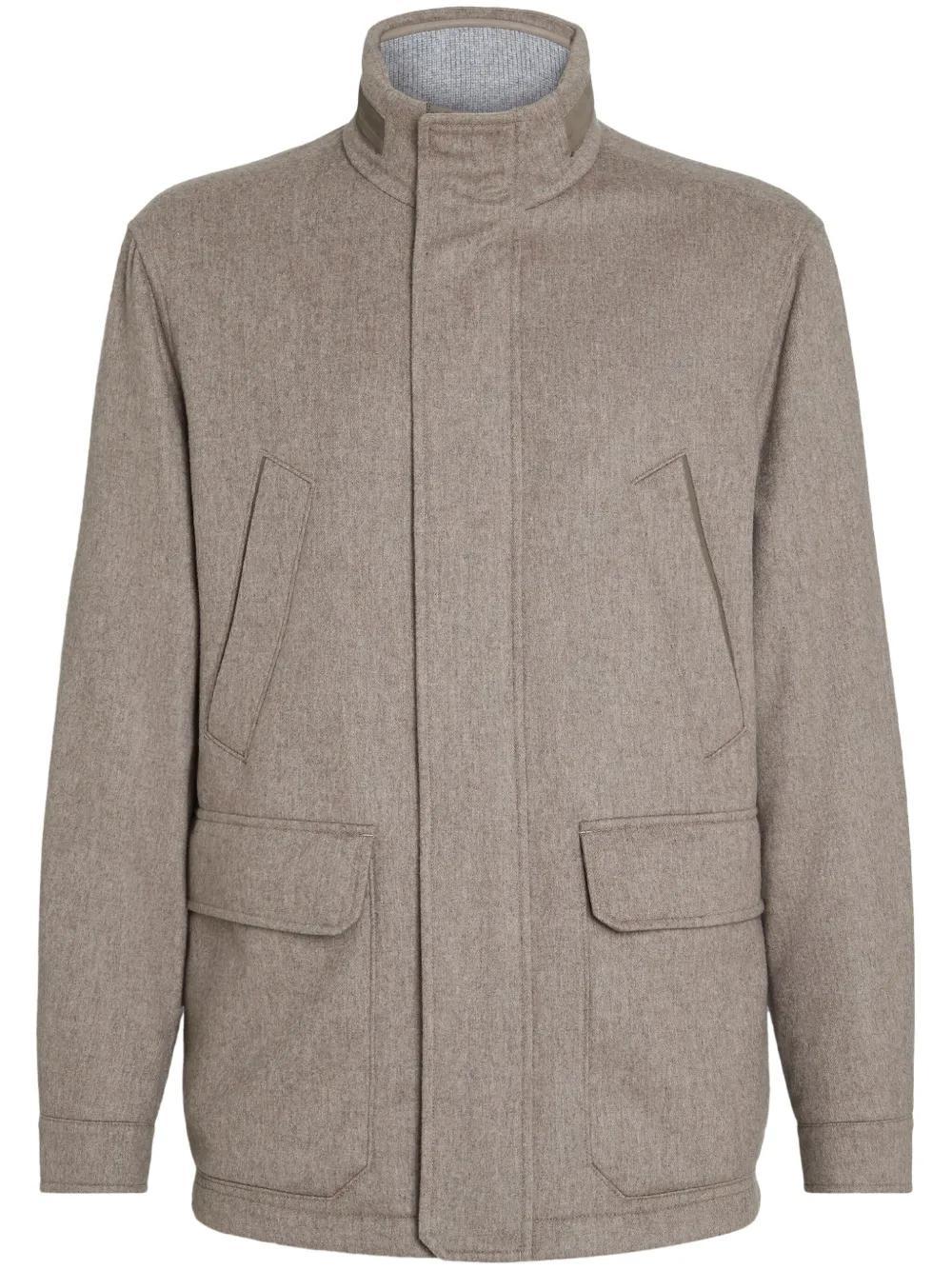 ZEGNA Saharan Wool Jacket Taupe In Light Taupe Multimélange Product Image