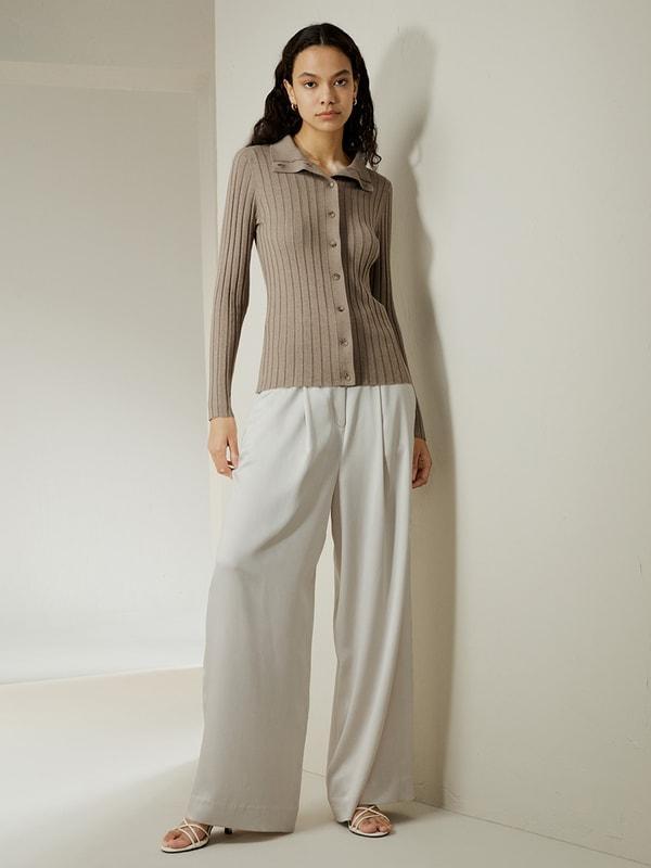Ribbed Silk-Cashmere Blend Cardigan Product Image