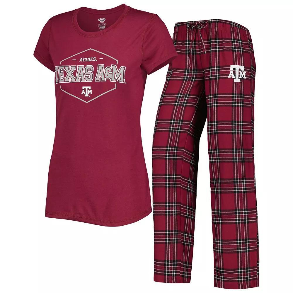Women's Concepts Sport Maroon/Black Texas A&M Aggies Badge T-Shirt & Flannel Pants Sleep Set, Size: 3XL, Red Product Image