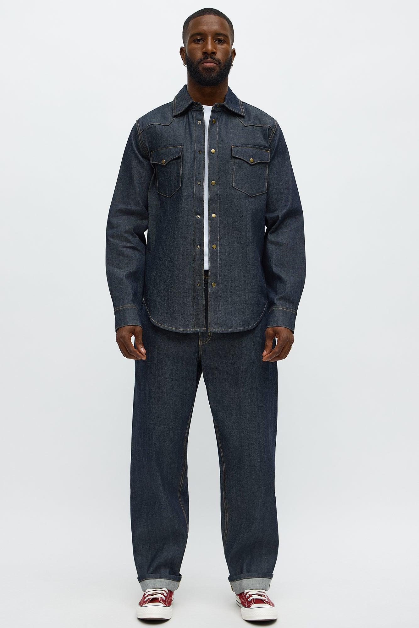 Raw Selvedge Western Denim Shirt - Indigo Product Image