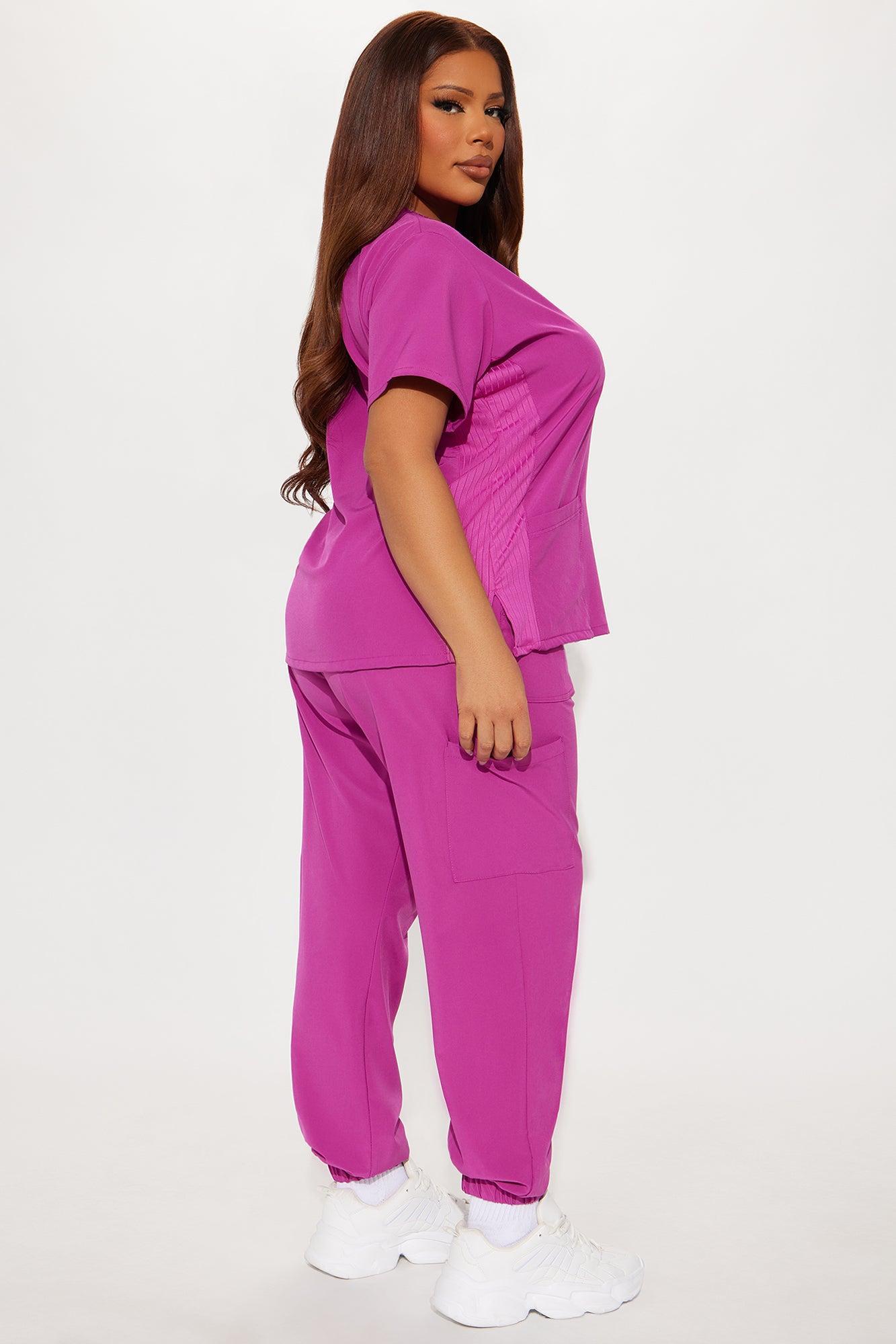 Wellness 4 Way Stretch Uniform Scrub Jogger Set - Magenta Product Image
