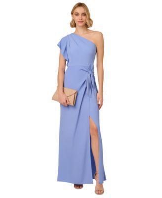 Adrianna Papell Womens Side-Tied One-Shoulder Gown Product Image