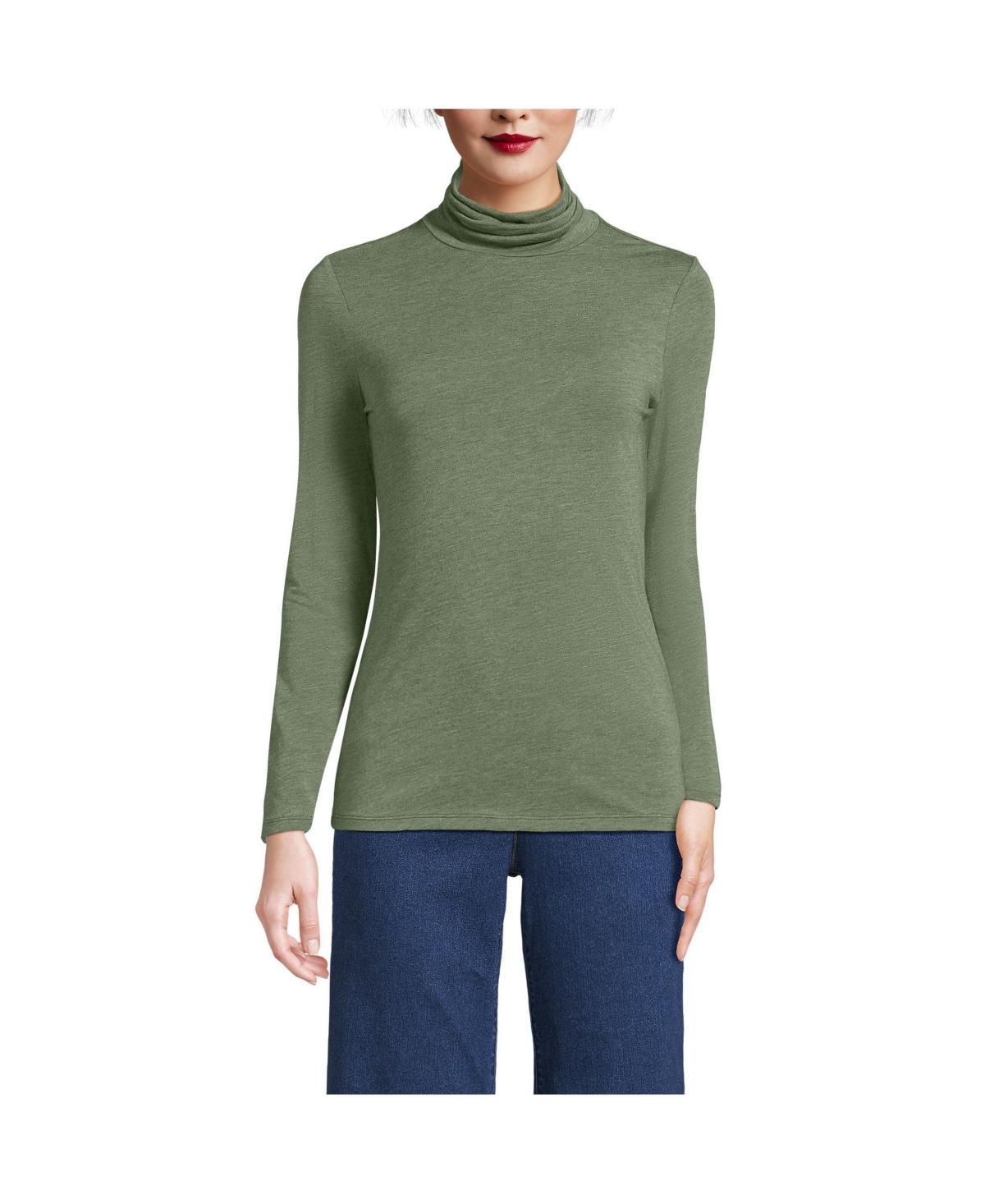 Petite Lands' End Lightweight Fitted Long Sleeve Turtleneck, Women's, Size: XS Petite, Soft Green Product Image