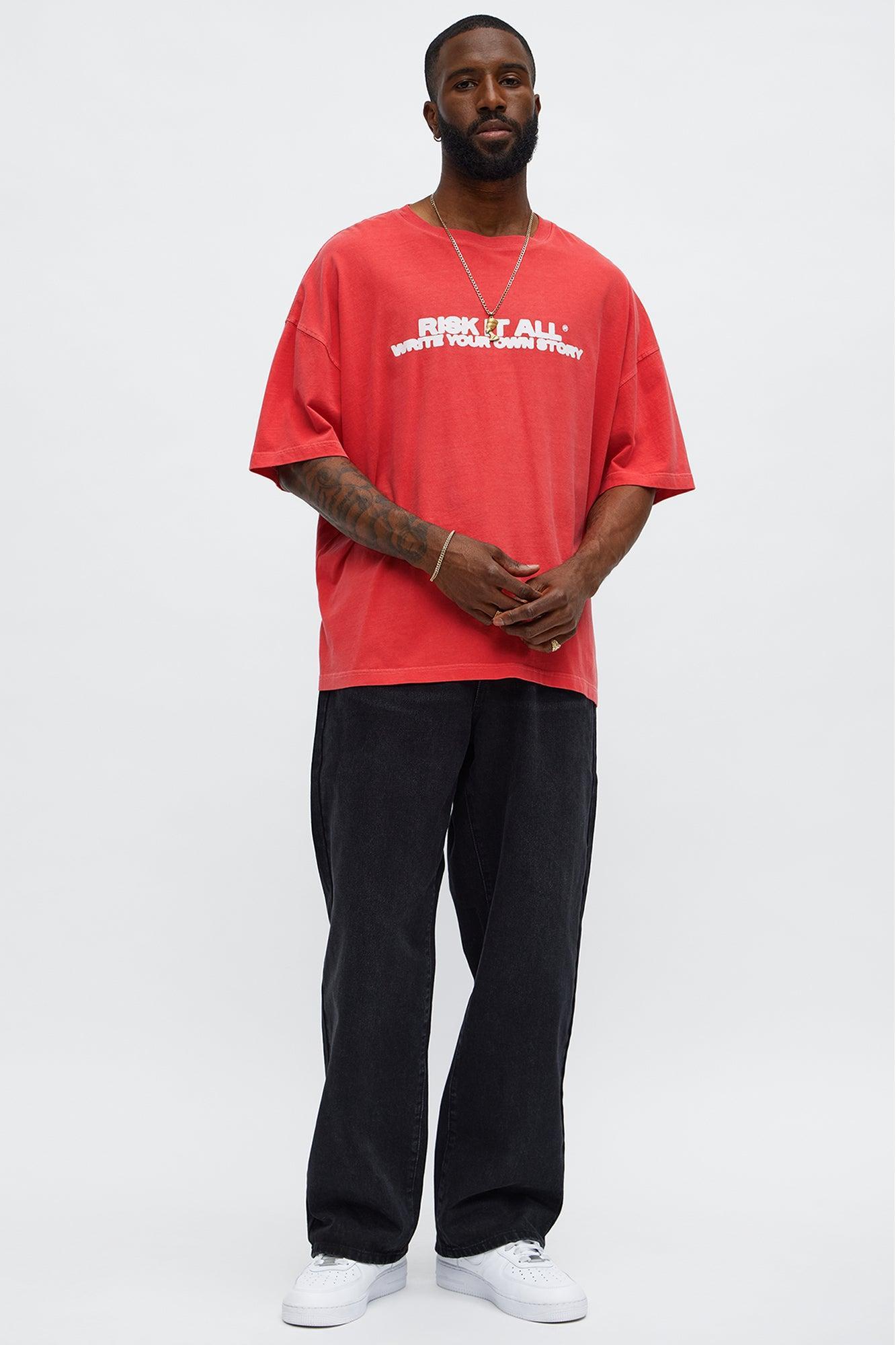 Fearless Risk It All Oversized Short Sleeve Tee - Red Male Product Image