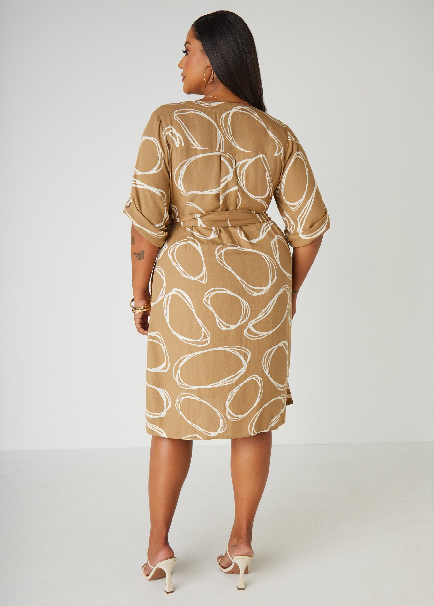Embellished Circle Print Shirtdress Product Image