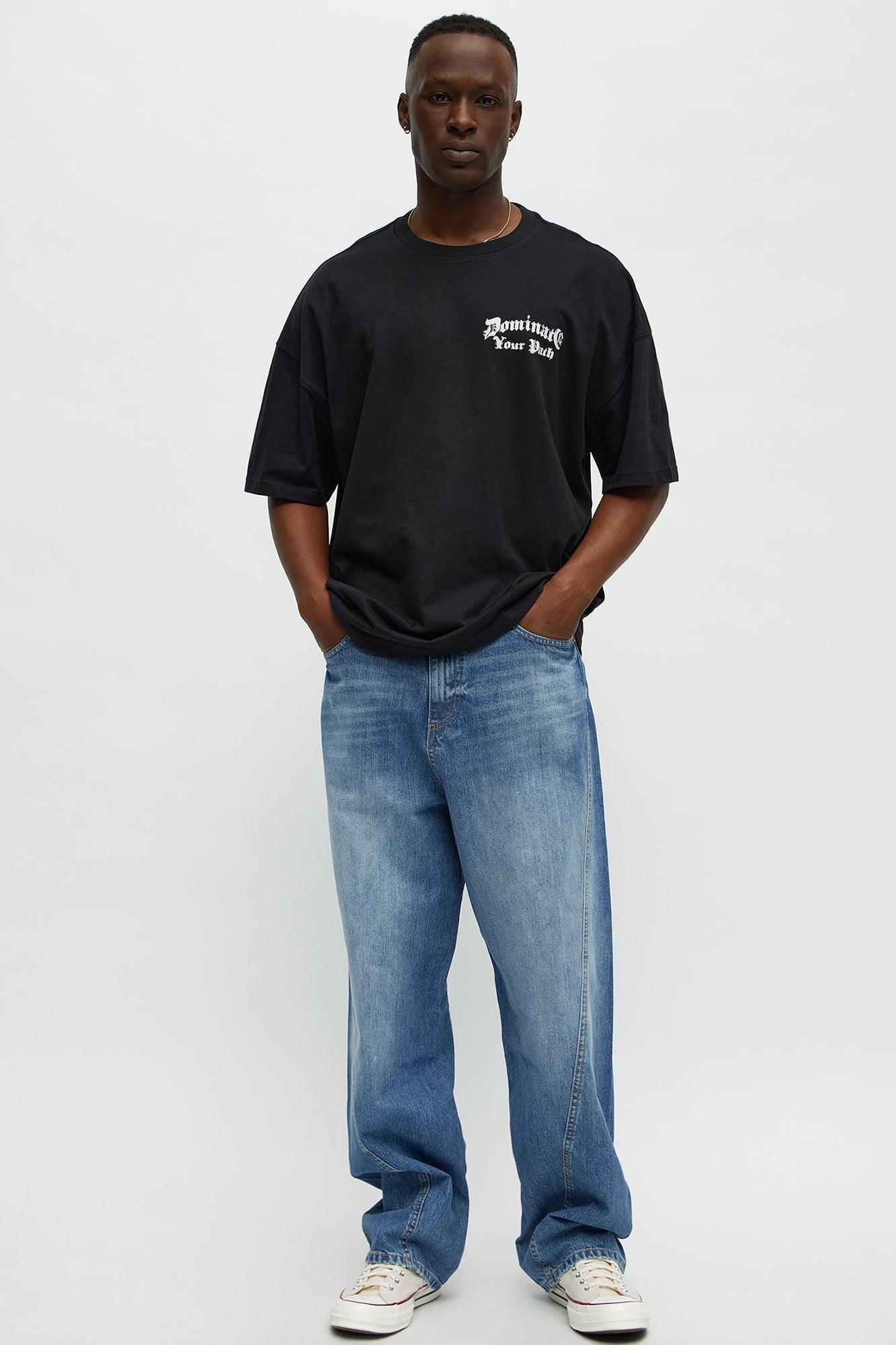 Chatsworth Twisted Seam Baggy Jeans - Medium Blue Wash Product Image