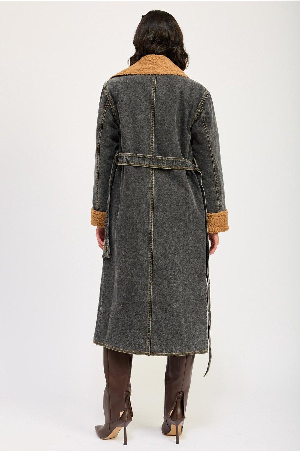 Belted Denim Coat Product Image