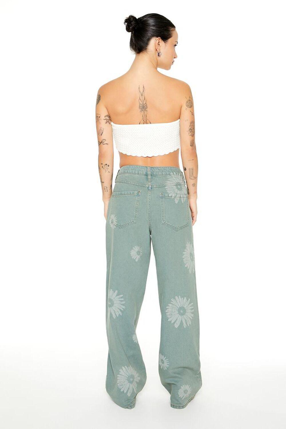 Floral Print Mid-Rise Baggy Jeans | Forever 21 Product Image