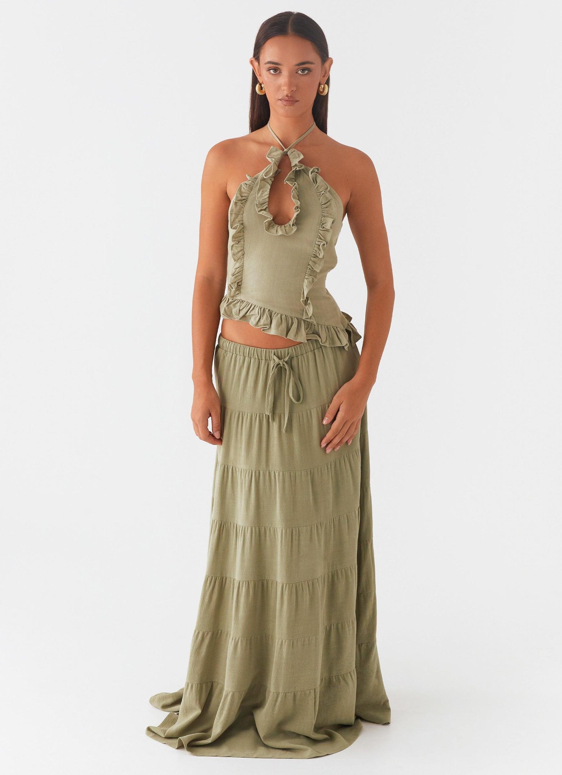 Mariella Linen Top - Sage Product Image