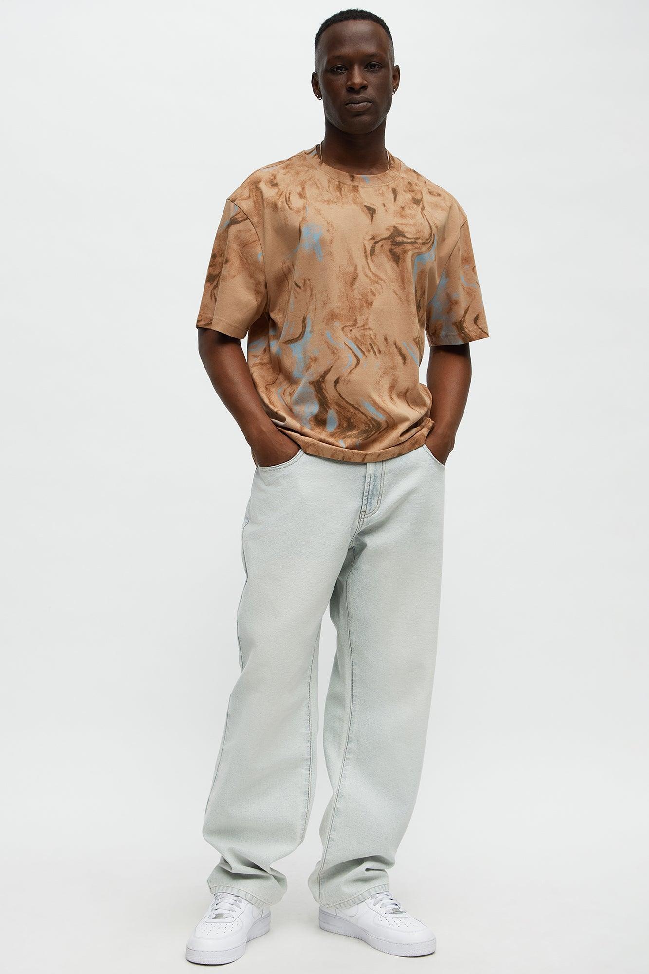 Marble Print Relaxed Tee - Taupe Product Image