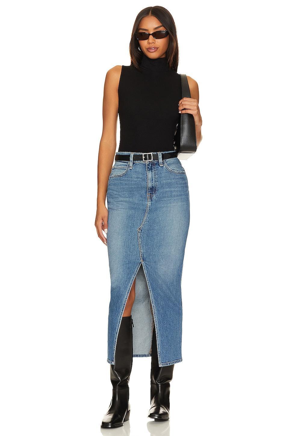 Womens Reconstructed Denim Midi-Skirt Product Image