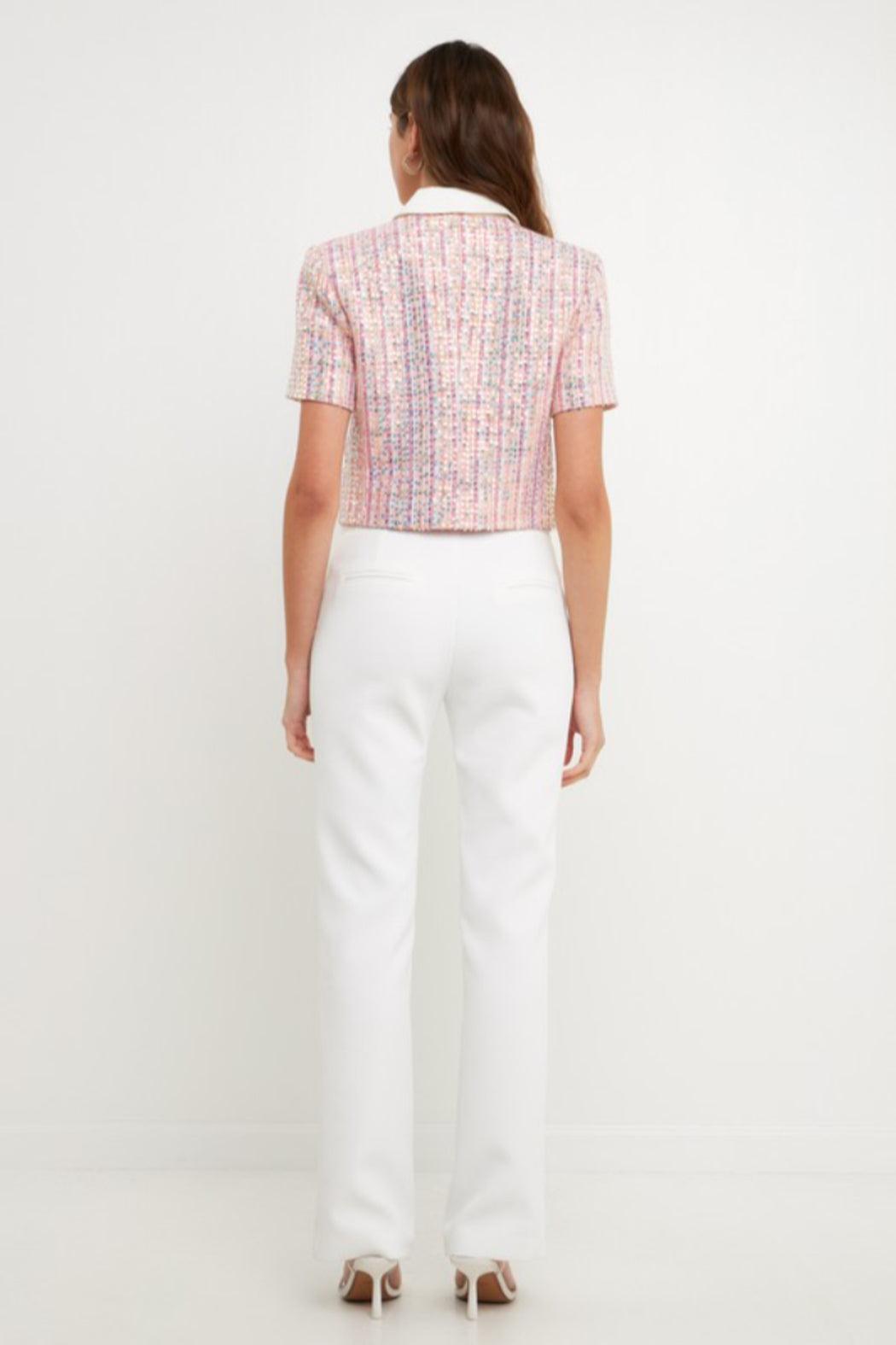Sequin Tweed Blazer Top Product Image