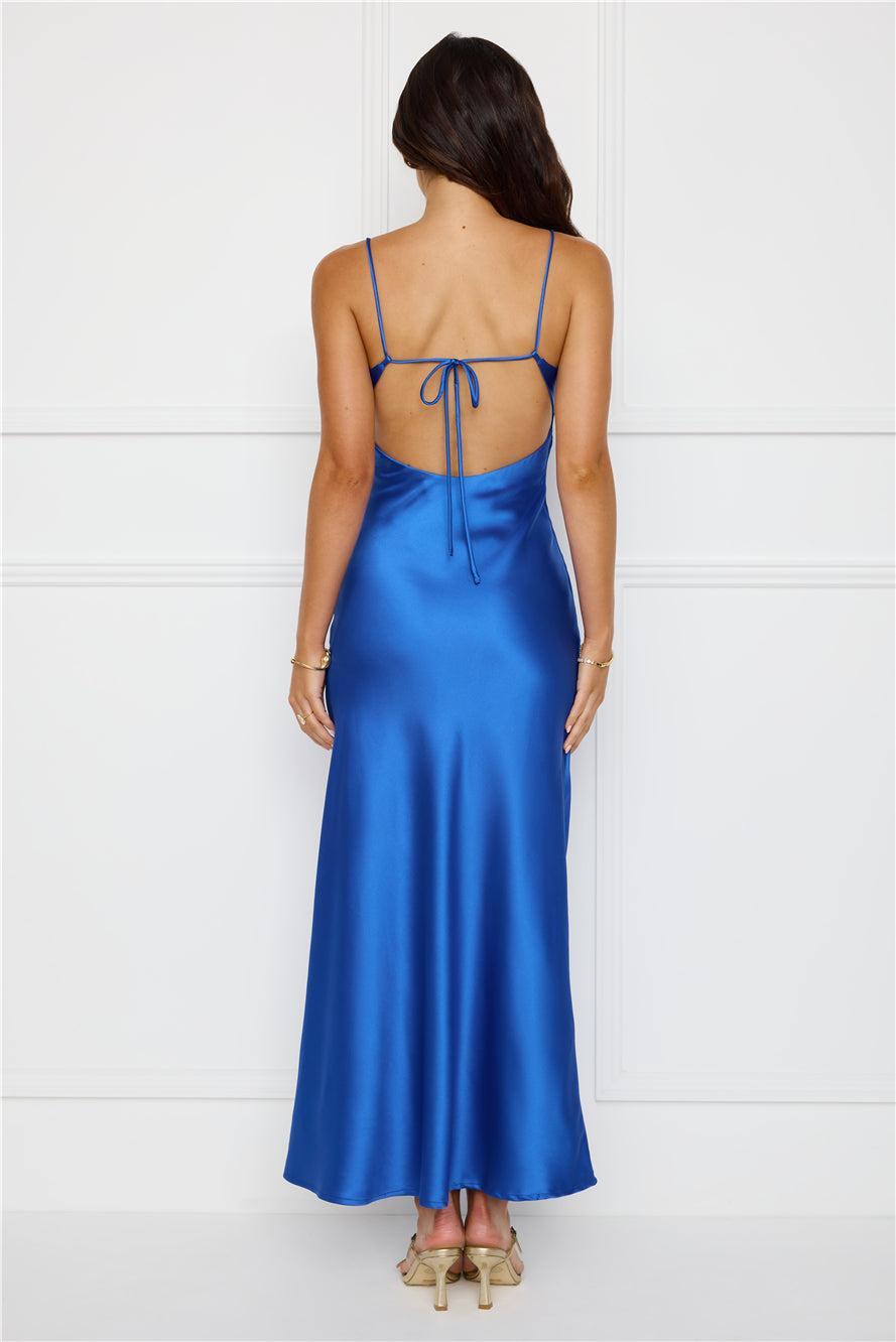 Chic 'Fit Slip Satin Maxi Dress Cobalt Product Image