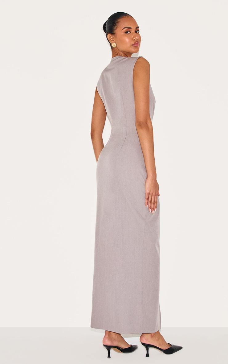 Grey Woven Button Maxi Dress Product Image