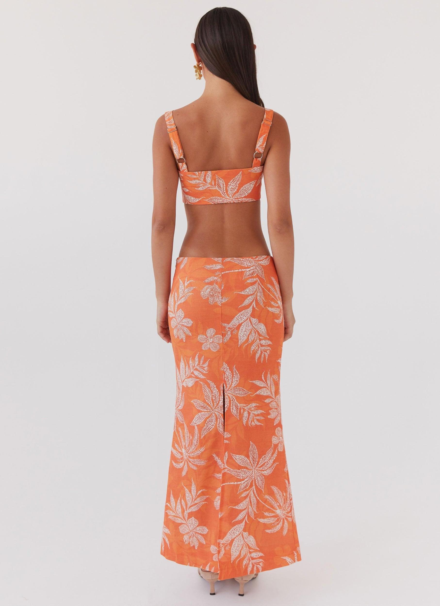 Born For Bordeaux Linen Skirt - Tropic Sunset Product Image