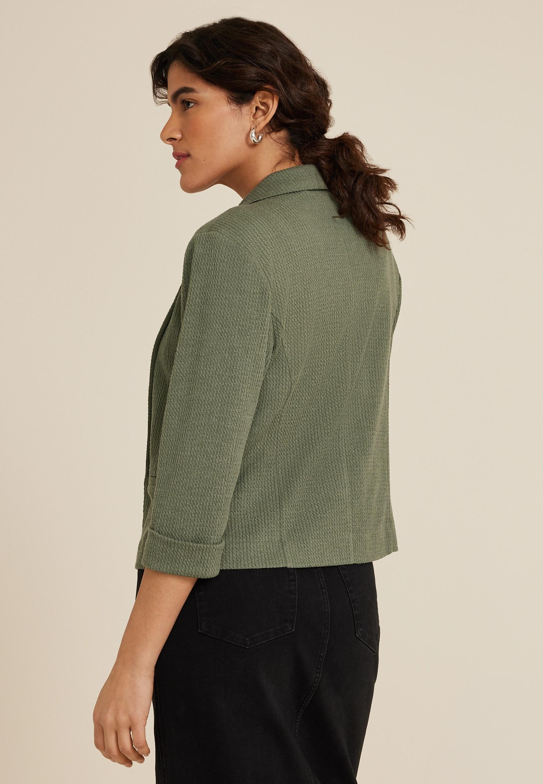 Textured Versa Open Front Cropped Blazer Product Image