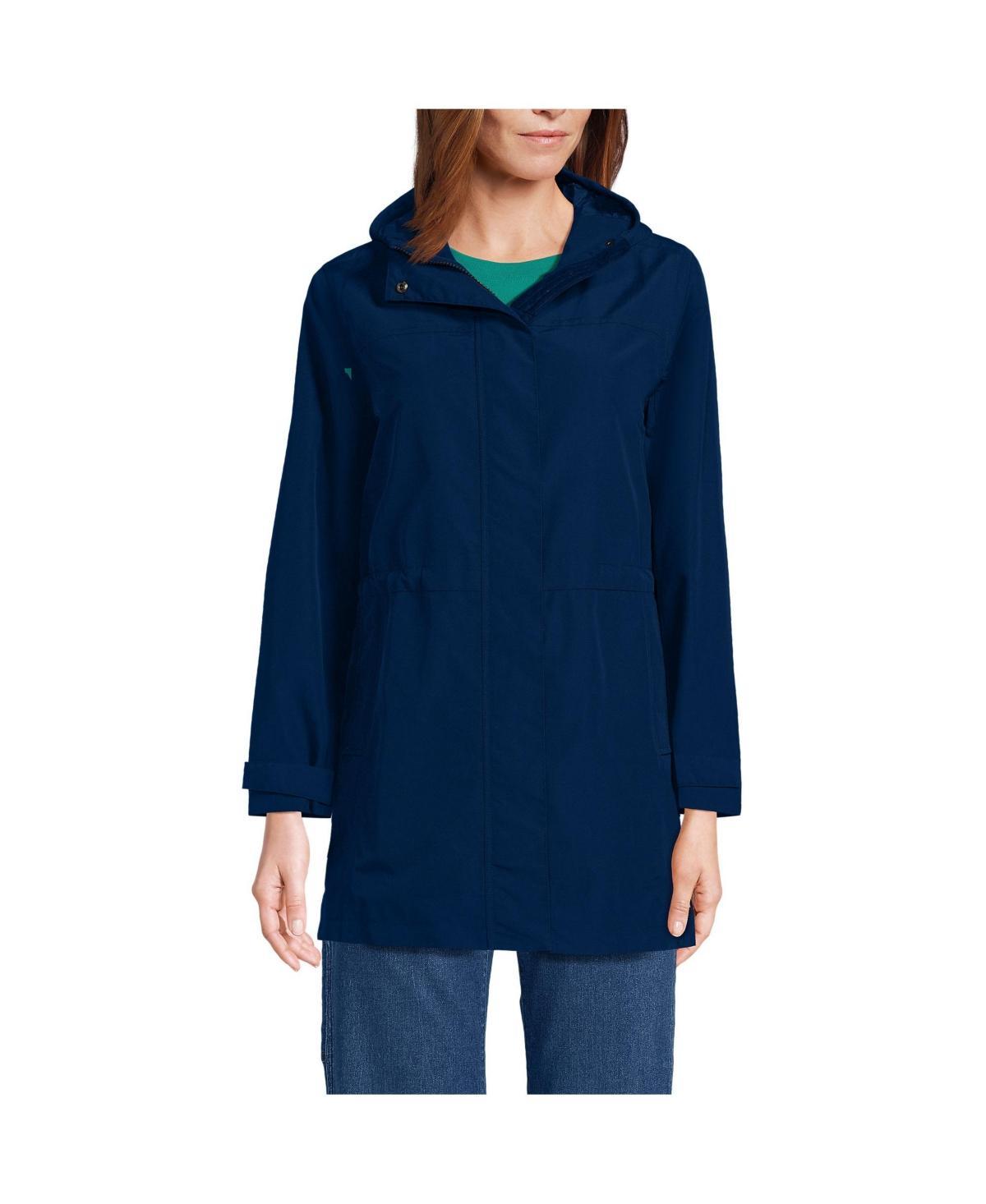 Women's Lands' End Classic Squall Hooded Raincoat, Size: Large, Deep  Blue Product Image