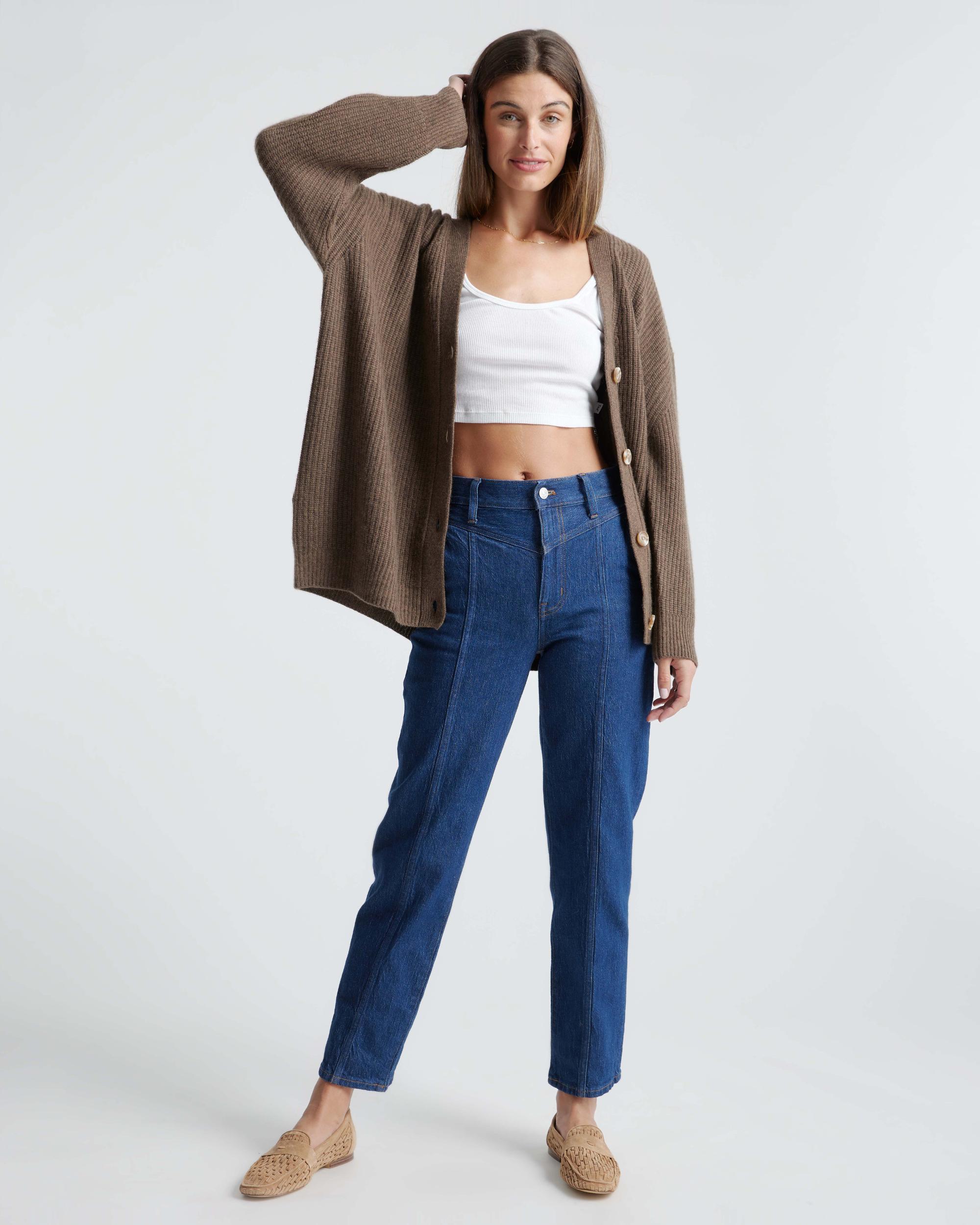 Quince | Women's Mongolian Spring Cashmere OverSized Boyfriend Cardigan Sweater Product Image