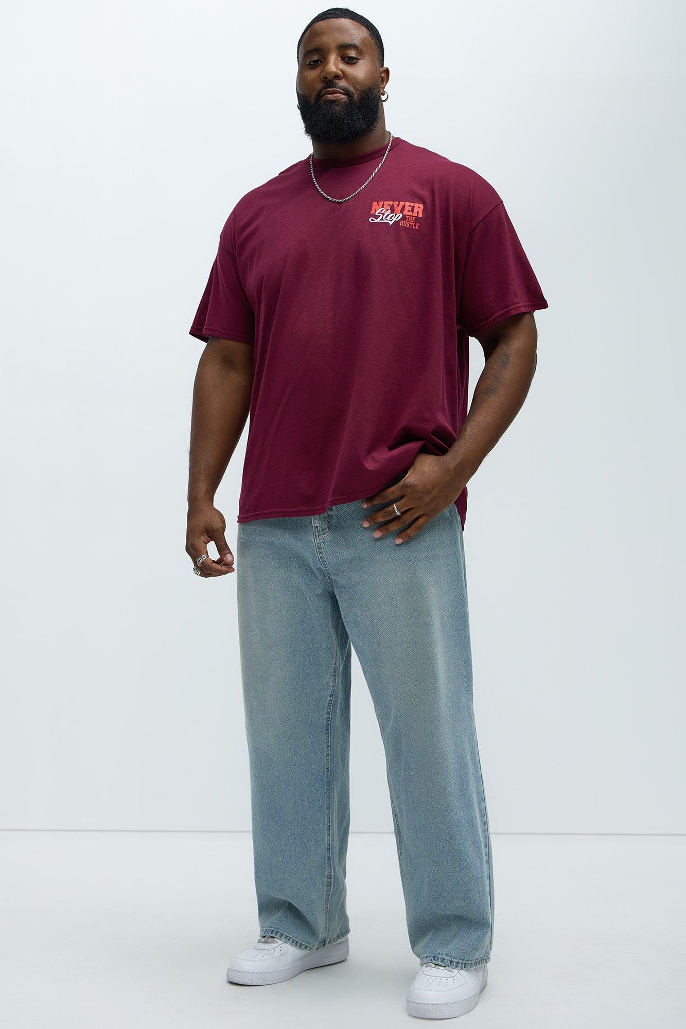 Never Stop The Hustle Short Sleeve Tee - Burgundy Product Image