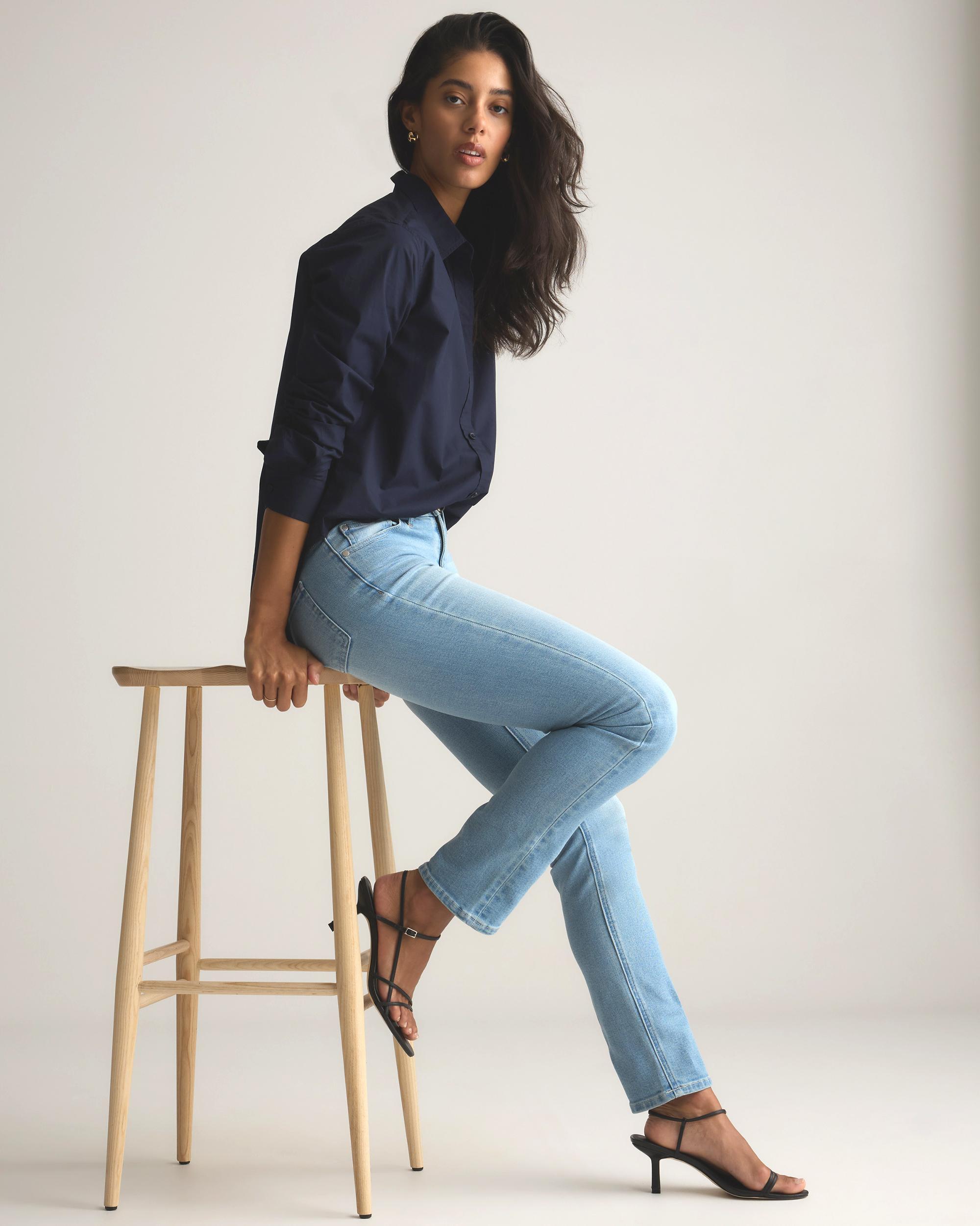 Quince | Women's Luna Stretch Slim Straight Jeans Organic Cotton Product Image