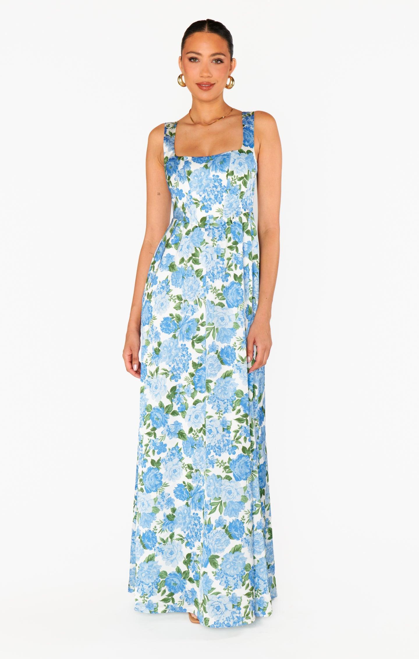 Nina Maxi Dress ~ Cottage Floral Blue Product Image