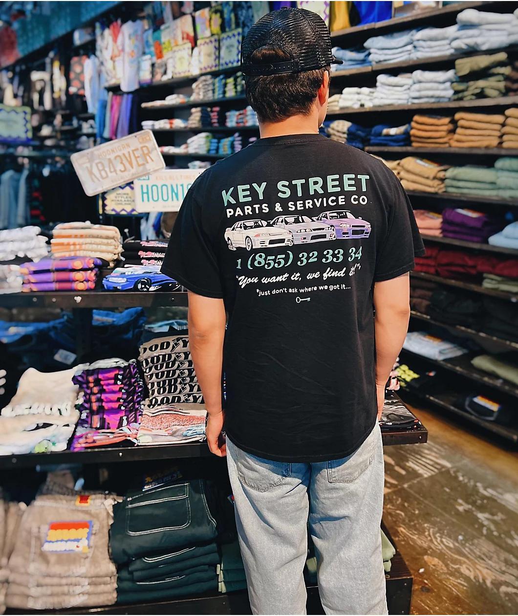 Key Street Parts & Services Black T-Shirt Product Image