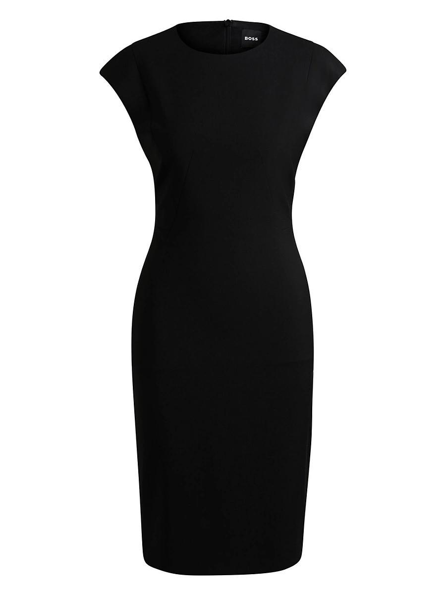 Womens Slim-Fit Dress in Virgin Wool with Cap Sleeves Product Image