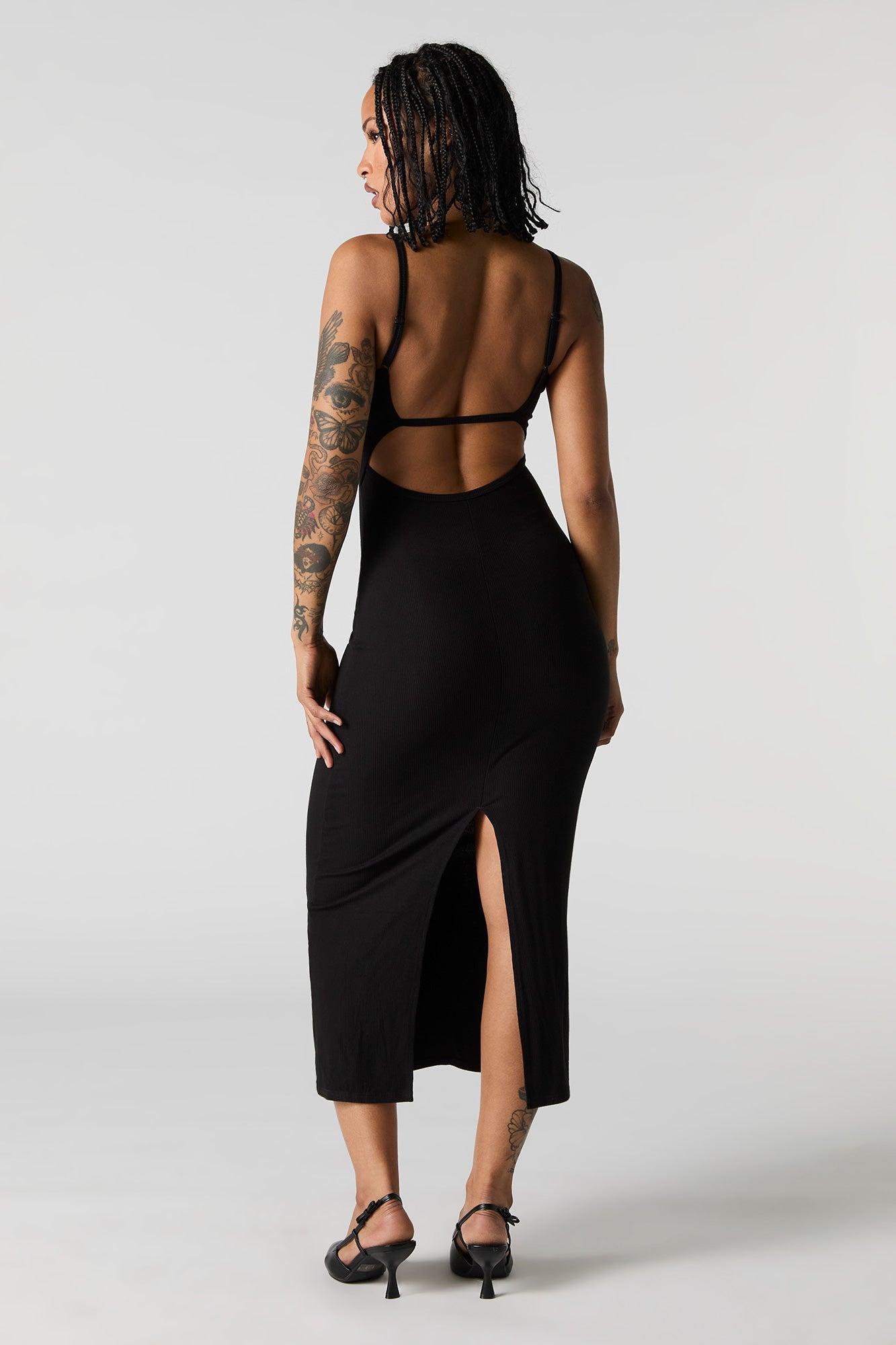 Ribbed Back Cut-Out Midi Dress Female Product Image