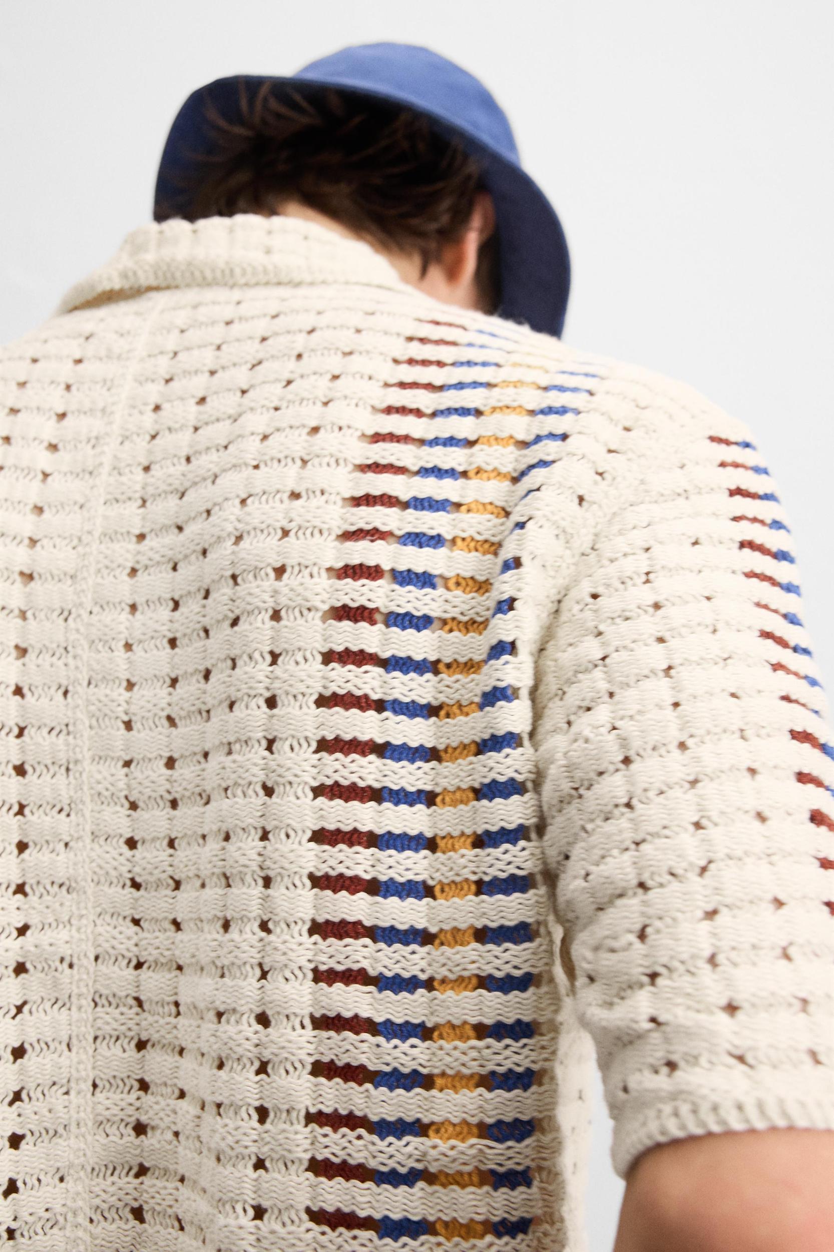 STRIPED CROCHET SHIRT Product Image