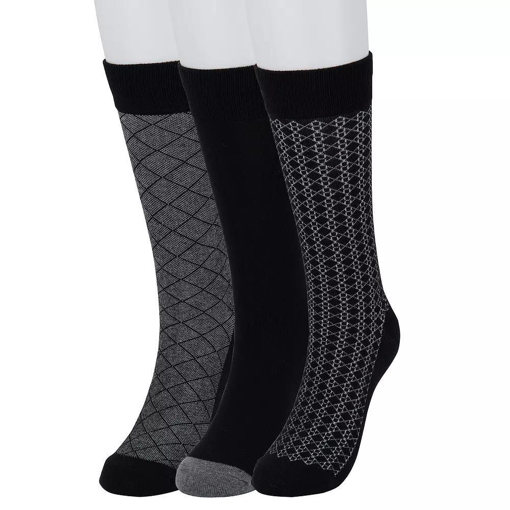 Men's Sonoma Goods For Life® 3-pack Patterned Dress Socks, Black Plaid Product Image