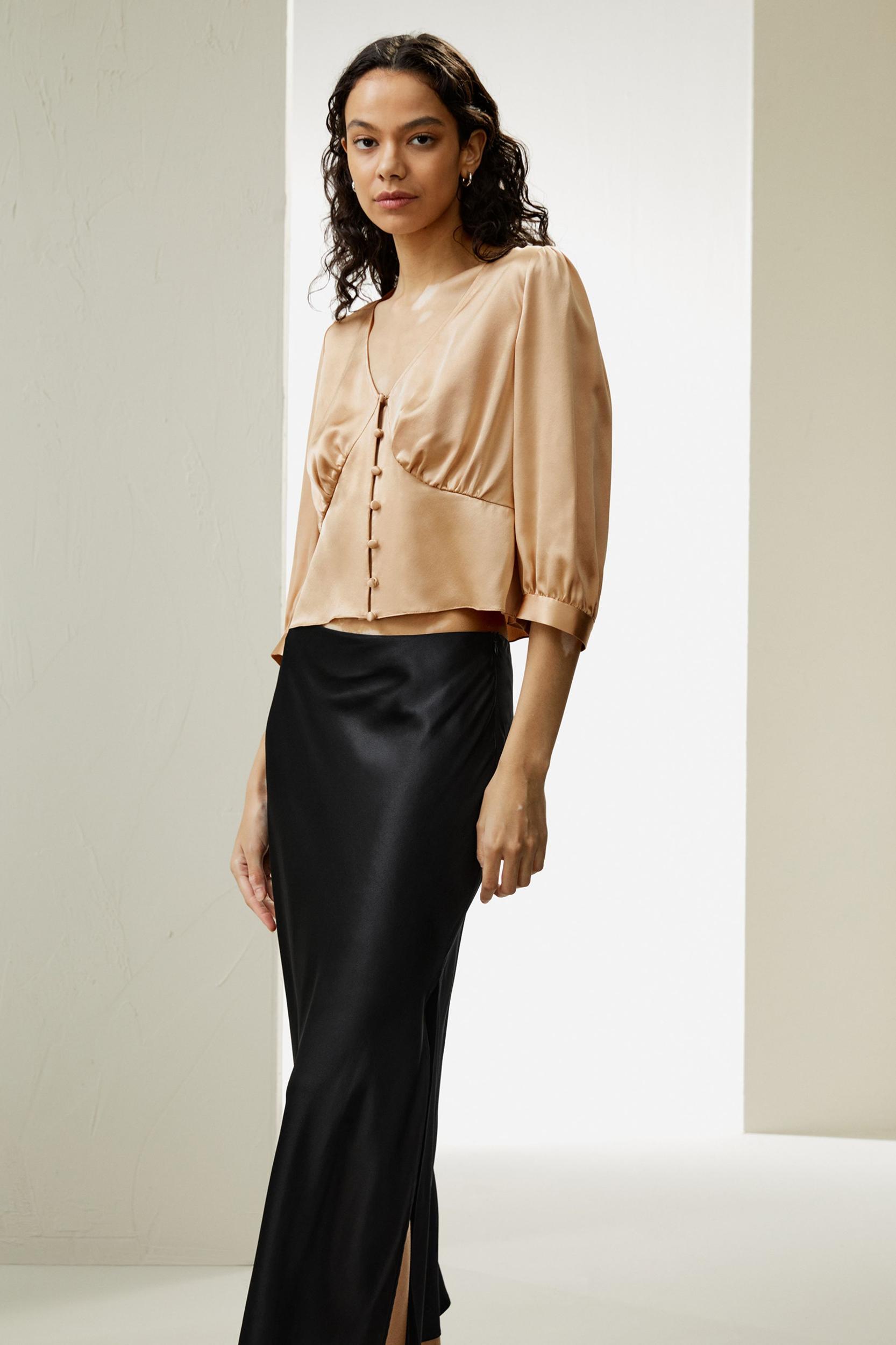 Fitted Retro Corset Silk Top Product Image